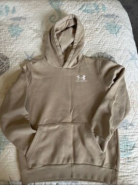 Boys Under Armour Beige/Tan Hooded Pullover with Logo size YL